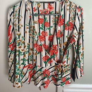 Zara printed wrap shirt nwt